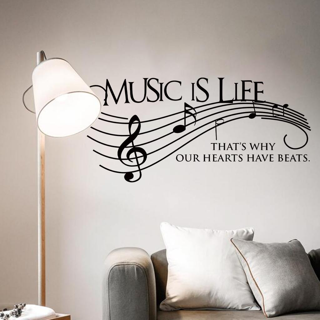Music Score English Art Wall Stickers Removable for Bedroom Living Room Decoration Wall Decals