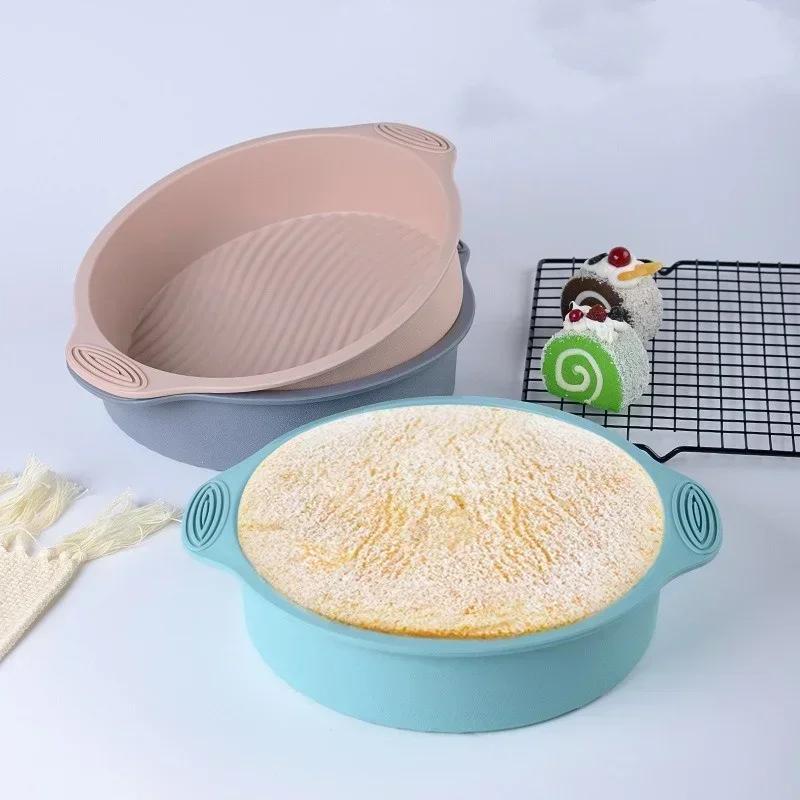10inch Silicone Mould for Baking Cake Round High-temperature Resistant Oven Bread Baking Plate Kitchen Useful Muffin Mold Gadget