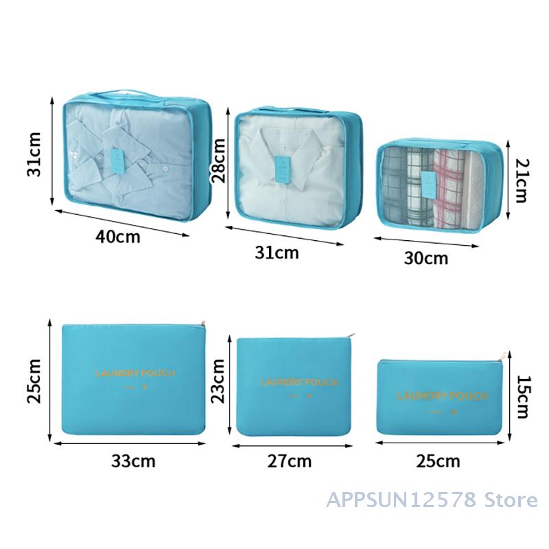 6 Piece Large Size Travel Organiser Portable Suitcase Organiser Clothes Shoes Cosmetic Bag Luggage Organiser Travel Organiser