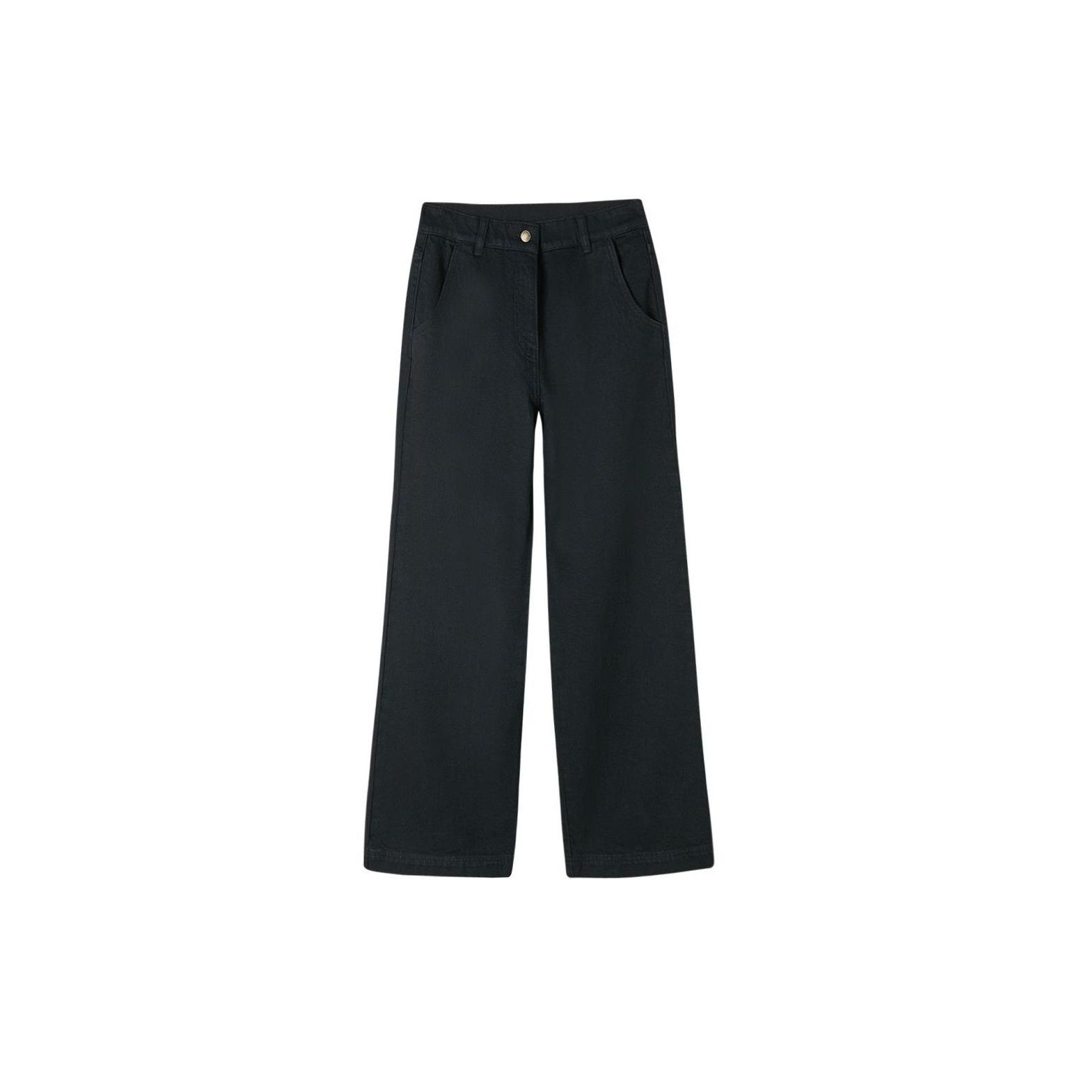 Skechers Solid Color Mid-Rise Straight Leg Breathable Comfortable Casual Pants Women bottoms Carbon-Black L423W151-0018 L