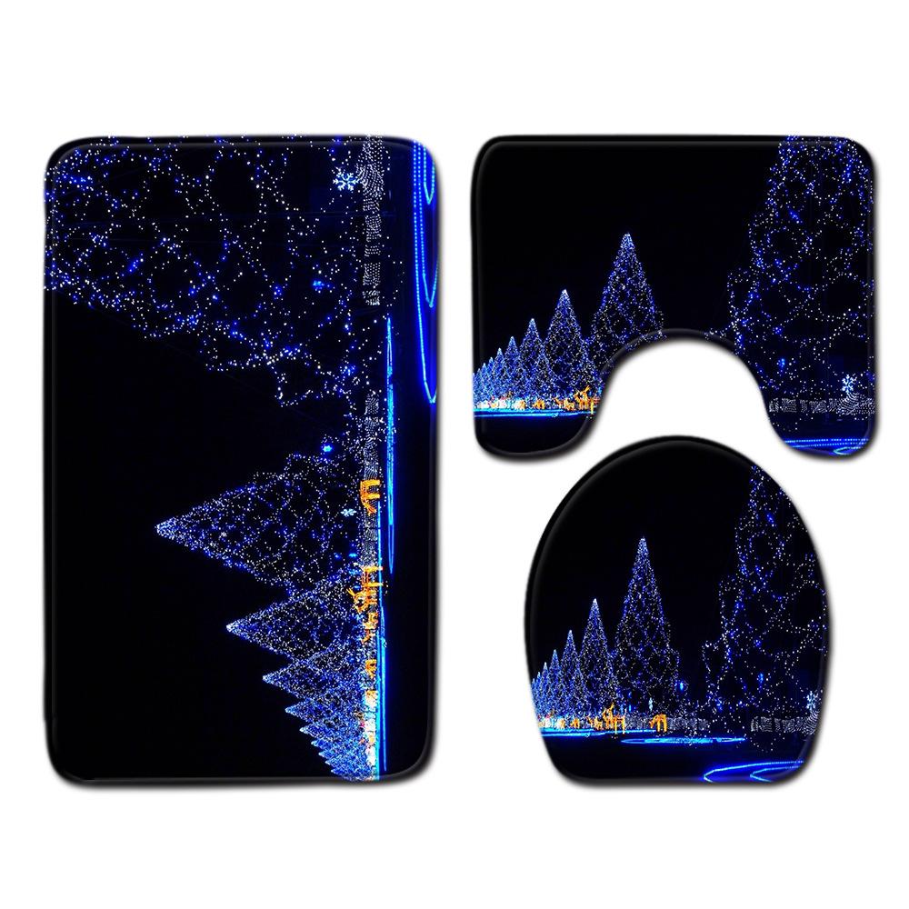 Christmas Bathroom Floor Mat Toilet Three-Piece Set