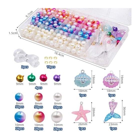 SZSL Beads Craft Kit, Colorful, Soft Colors, Accessory Parts for Girls, Pendants, Necklaces, Bracelet, DIY Materials, Handmade, Storage Case