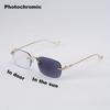 1pc Unisex Retro Rimless Metal Fashion Glasses - Pochromic Lenses  Zinc Alloy Frame
