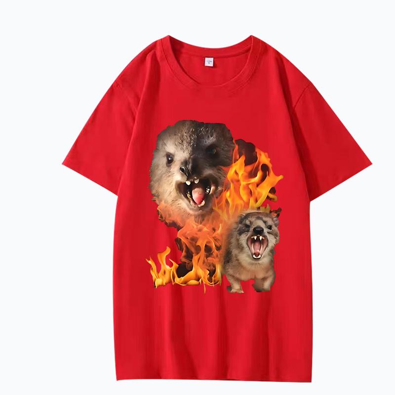 Funny Rock Hyrax Fire Meme Tee Shirt Men Women 100% Cotton Manga Short Sleeve Classic Summer Cute Kawaii Unisex Plus Sizetops