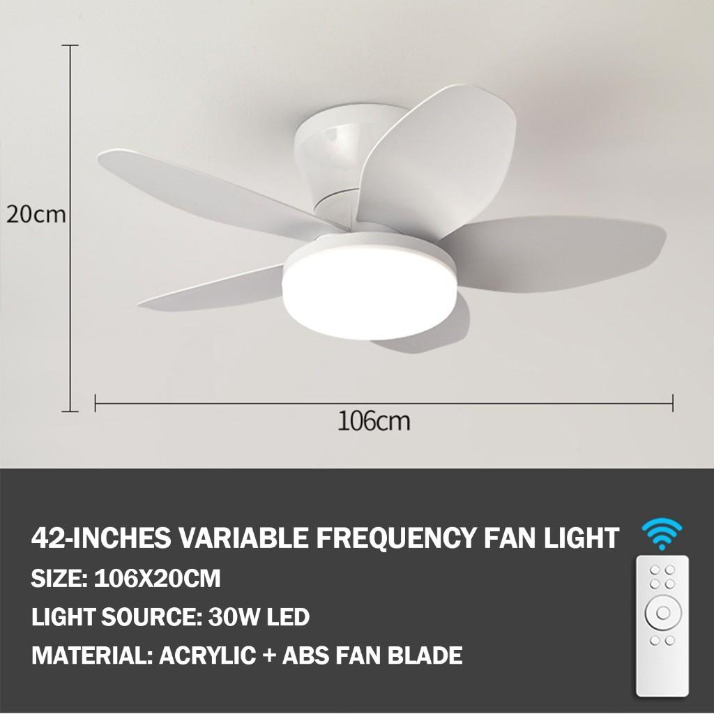 Variable Frequency Ceiling Fan Lamp Six Wind Speeds Adjustable Electric Fan Light Three Color Dimming Mobile Phone Control Fan