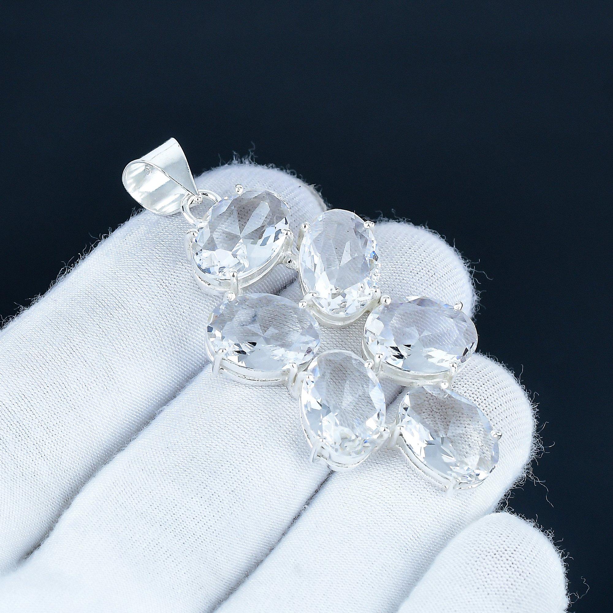 

Подвеска с драгоценным камнем Белый Топаз из серебра 925 пробы - Дизайн ручной работы, Ювелирное украшение для повседневной носки, Уникальная подвеска с Белым Топазом, Подарок на день рождения 2.5 белый