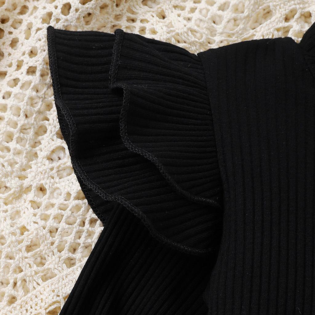 Children's Clothing Girls Autumn Winter Mid-Neck Long Sleeve Woven Tweed Short Skirt Belt Trendy Style Toddler Outfit