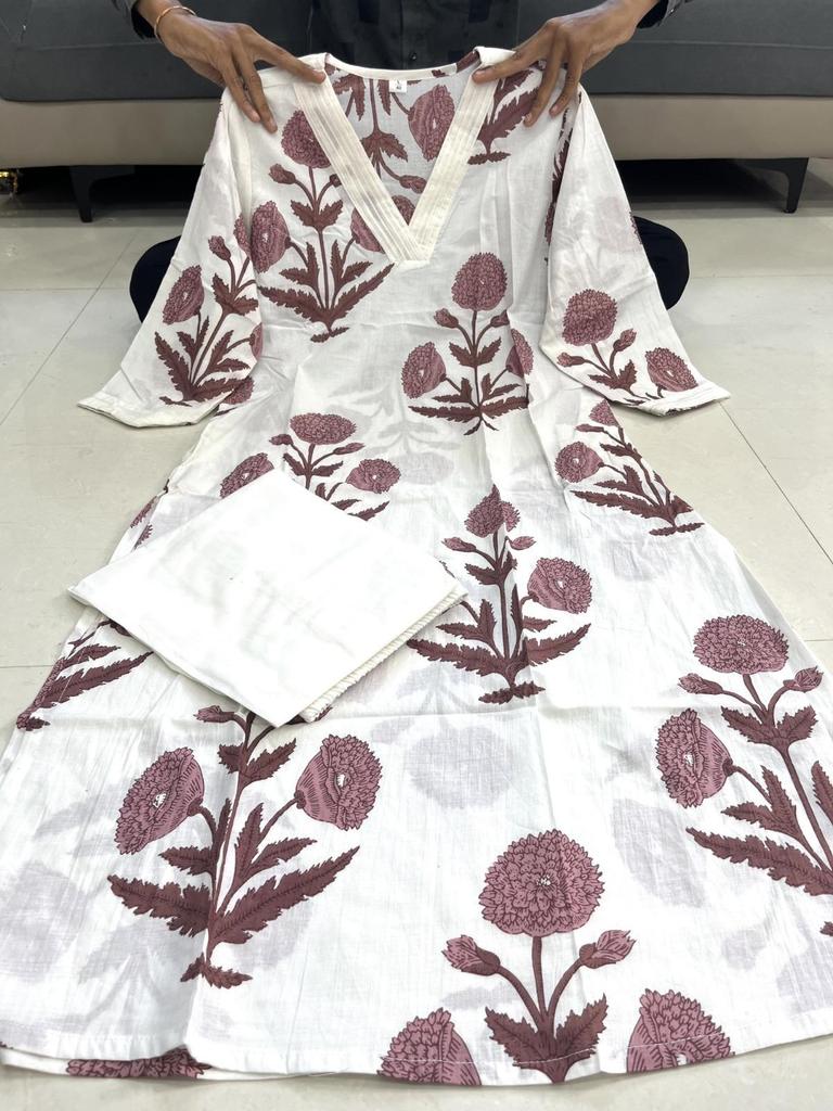 Women Designer Cotton Kurta Pant Cord Set Indian Bollywood Party Wear Top Tunic Kurti