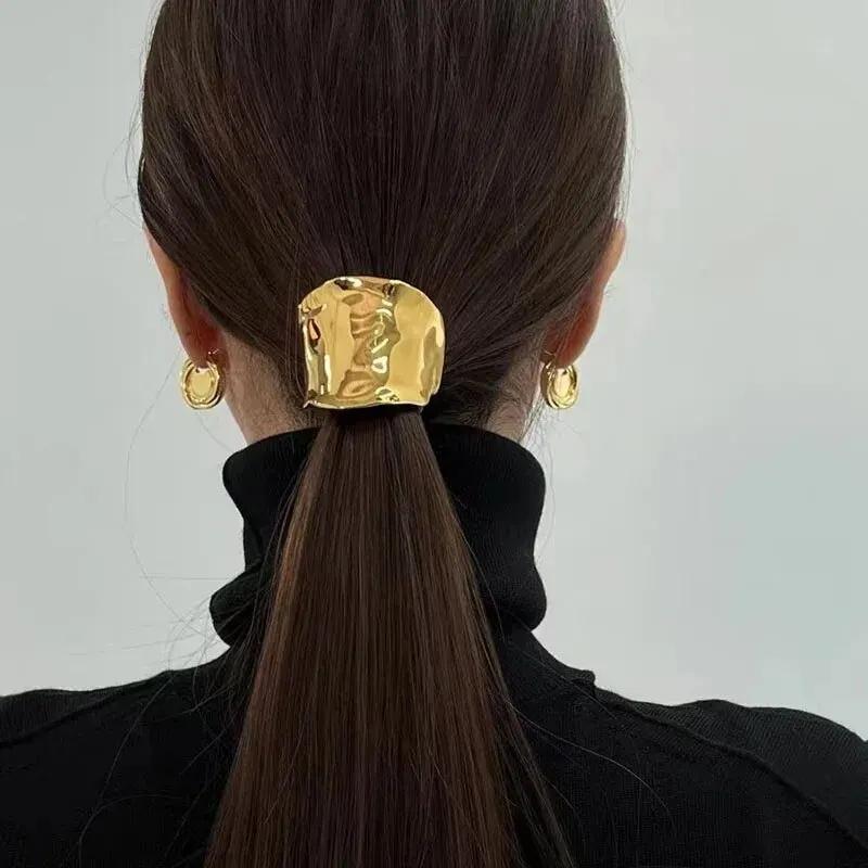 Neuer, niedriger Haargummi mit Schnalle, trendiger Retro-Metallknoten, Haarspange im Punk-Stil, Haaraccessoires für Damen, Kopfbedeckung