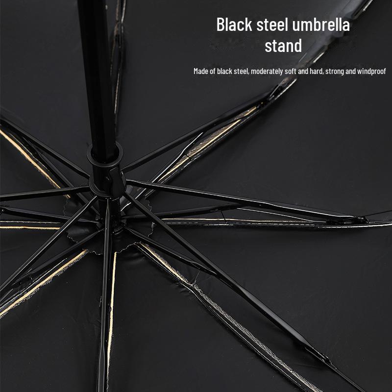 Retro Spetsbroderi UV-Blockerande Svart Paraply - Dubbelanvändbart Solskydd för Kvinnor