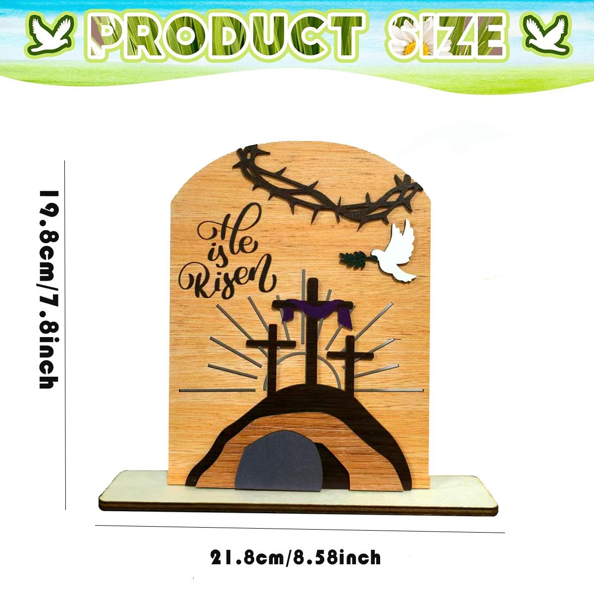 

He Is Risen Decor Wooden Easter Resurrection Scene Empty Tomb Table Decorations Indoor Catholic Easter Gifts Decor Wolf Ornament