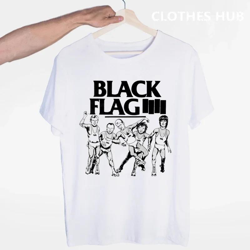 Black Flag T-shirt Summer O-Neck Short Sleeve Punk Rock Band Henry Rollins Large Bars Tshirt