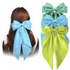 RedChimes 3Pcs Large Bows Hair Clips for Women Girls Long Tail Hair Ribbon Silky Satin Barrettes Bowknot Accessories For Women and Girls Multicolor
