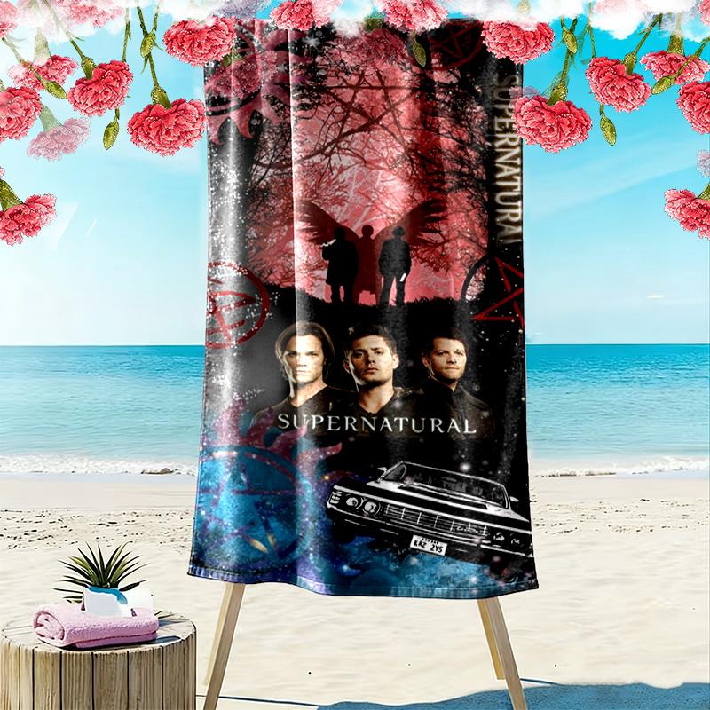 Supernatural Tv Series Poster Print Beach Towel, Large Soft Quick Dry Towel for Beach Camping Swimming