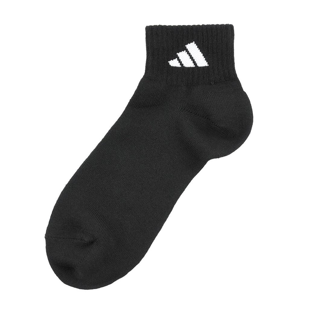Pack of DEO Plain Logo Short Socks with Reinforced Toe and Heel Assorted Sizes [Adidas] 3-Pair (06087W) 001, 24-26cm