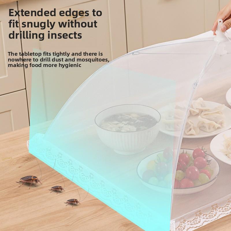 Foldable Food Cover, Encryption Mesh Anti - Insect & Dustproof, Thickened Steel Frame, Kitchen Table Food Protector