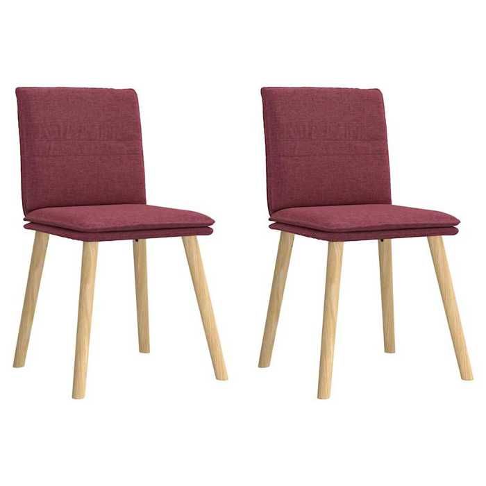 VidaXL Dining Chairs Set of 2 Burgundy Red Fabric, Chair, Living Room Chair, Accent Chair, Kitchen Chair, Seat of 4101258