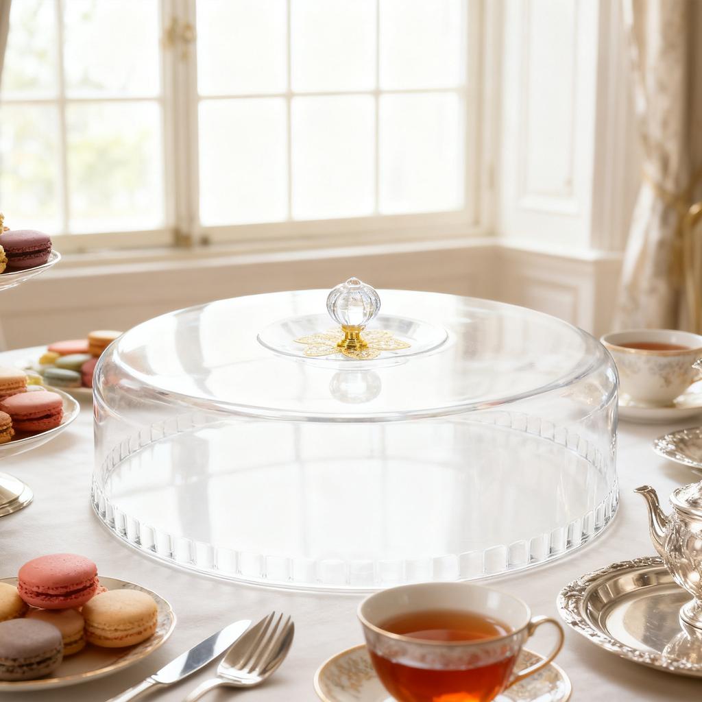 Transparent Large Plastic Cake Dome 11Inch Round Clear Cake Cover Lid Food Display Cloche Pastry Serving Cover Freshness