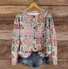 Women's Vintage Knit Button Christmas Print Cardigan Jacket