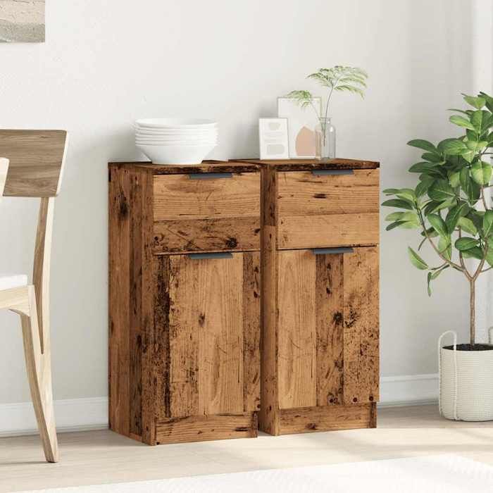 VidaXL Buffets 2 pcs vieux bois 30x30x70 cm bois d'ingénierie, armoire, meuble de rangement, organisateur de maison, 856952