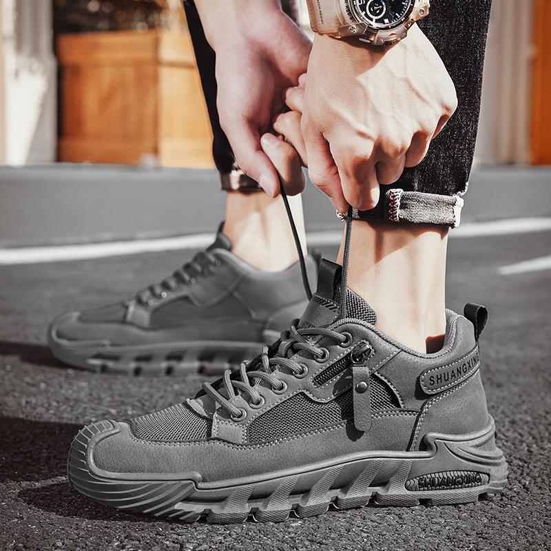 Spring new street mesh versatile sports and leisure men's shoes, black, khaki, gray