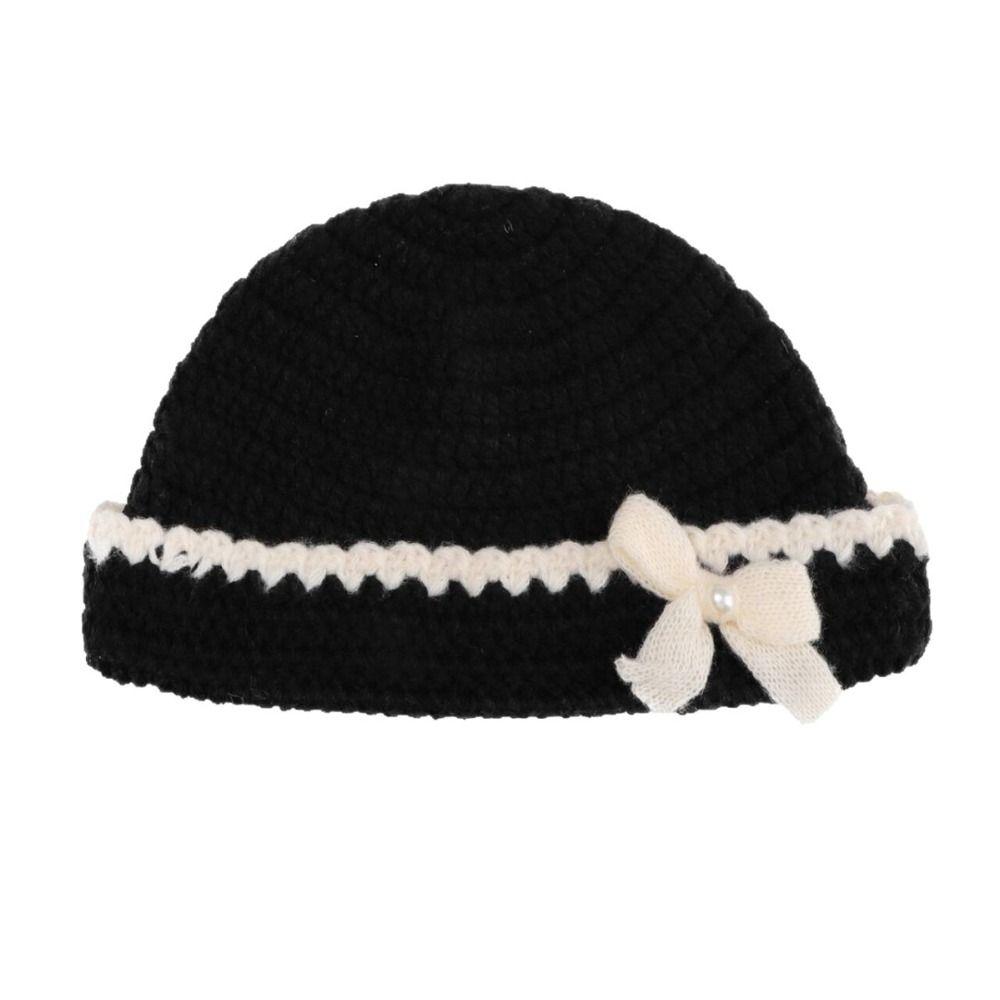 Handmade Flower Weave Cap Korean Style Bowknot Beanies Hat  Autumn/winter