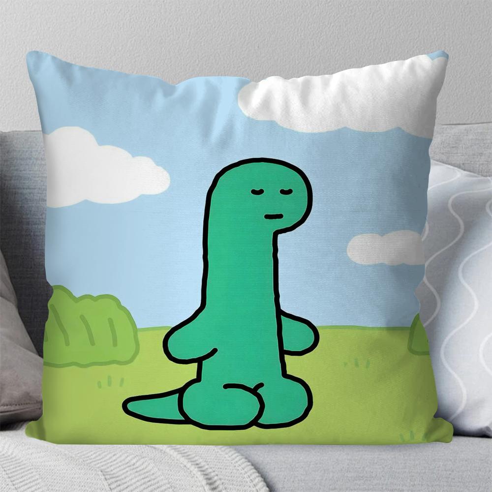 Niedlich Und Minimalistisch Dinosaurier Kissenbezug Quadratisches Kissen Schlafzimmer Sofa Freizeit Komfort Kissen Auto Wohnzimmer Heimdekoration 40X40
