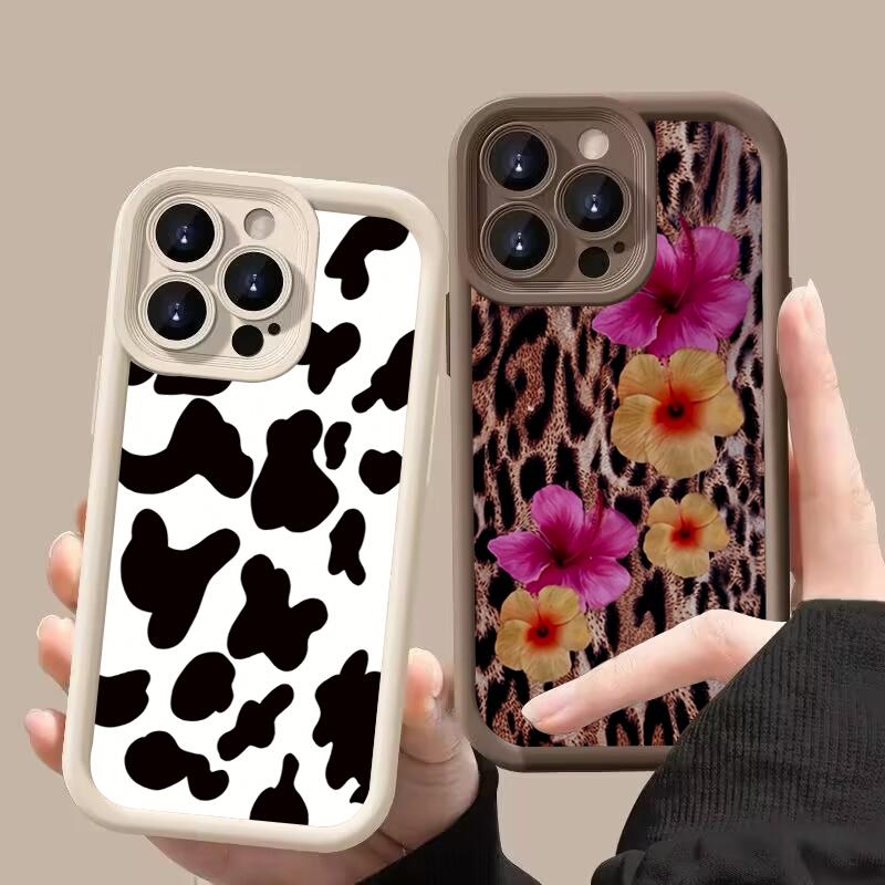 Flower Leopard Print Silicone Phone Case For iPhone 11 12 13 14 15 16 Pro Max 16E XS X XR 7 8 Plus SE 2020 Shockproof Soft Cover
