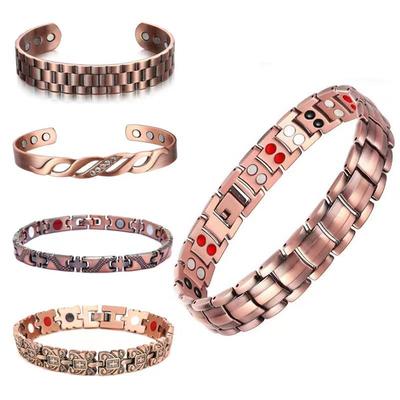 Antikes Kupfer Serienarmband, Retro gebürstetes verstellbares Partnerarmband