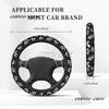 Herbs Flowers Plant White Black Car Steering Wheel Cover Protector  Anti Slip Soft Car Interior Decor for Diverse Cars Truck