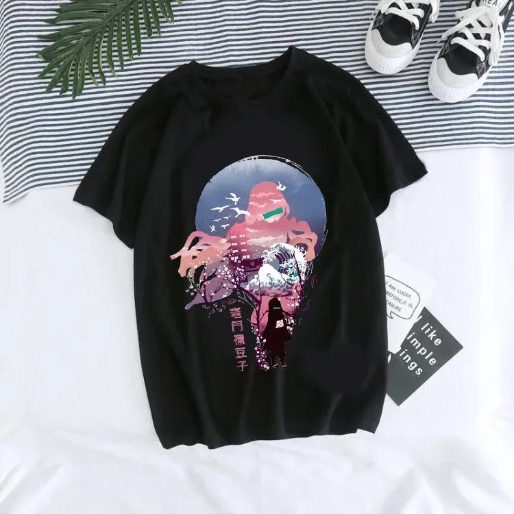 Japanisches Anime Demon Slayer T-Shirt für Damen Kimetsu No Yaiba Nezuko T-Shirt Weiblich Tanjirou Kamado Grafik y2k Kleidung Oberteile