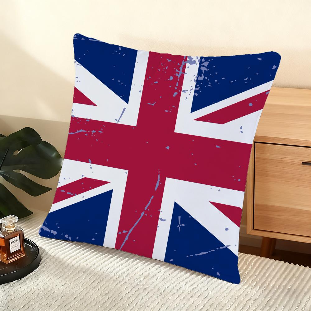 Union Jack Flag Cushion Cover Soft Short Plush Pillow Cover Smooth Cozy Texture Aesthetic Cushion Case Home Decor