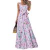 European & American Summer Print Casual Long Dress with Belt 2023