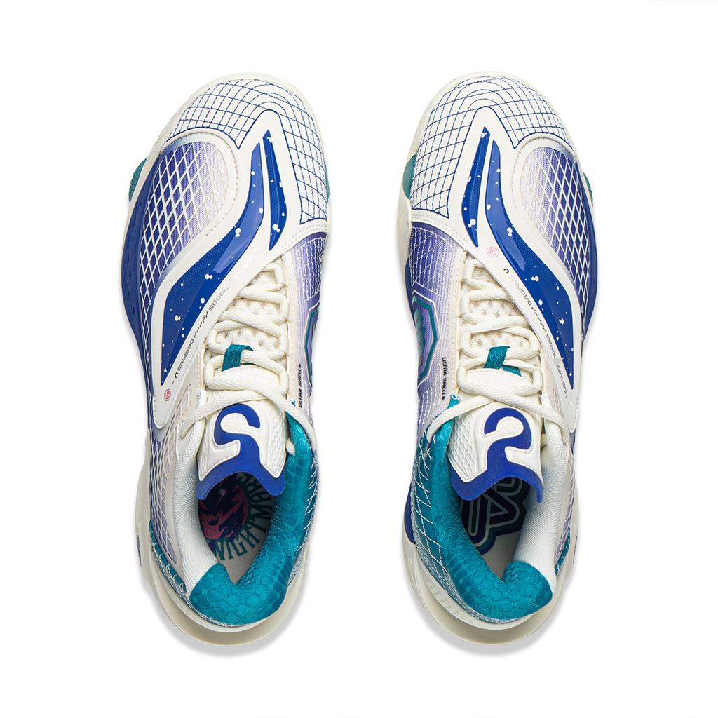 Li-Ning Lightweight Shock Absorption Low Top Basketball Shoes Men sneakers White Blue ABFW003-2
