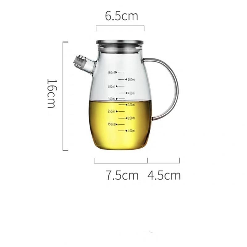 Glass Oil Pot Leak-proof Oil Bottle with Scale Kitchen Cooking Tool Vinegar Soy Sauce Bottle Gravy Boat