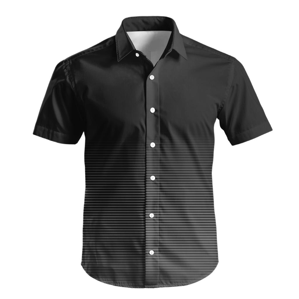 Men's Fashion Printed Satin Short Sleeve Shirt Top
