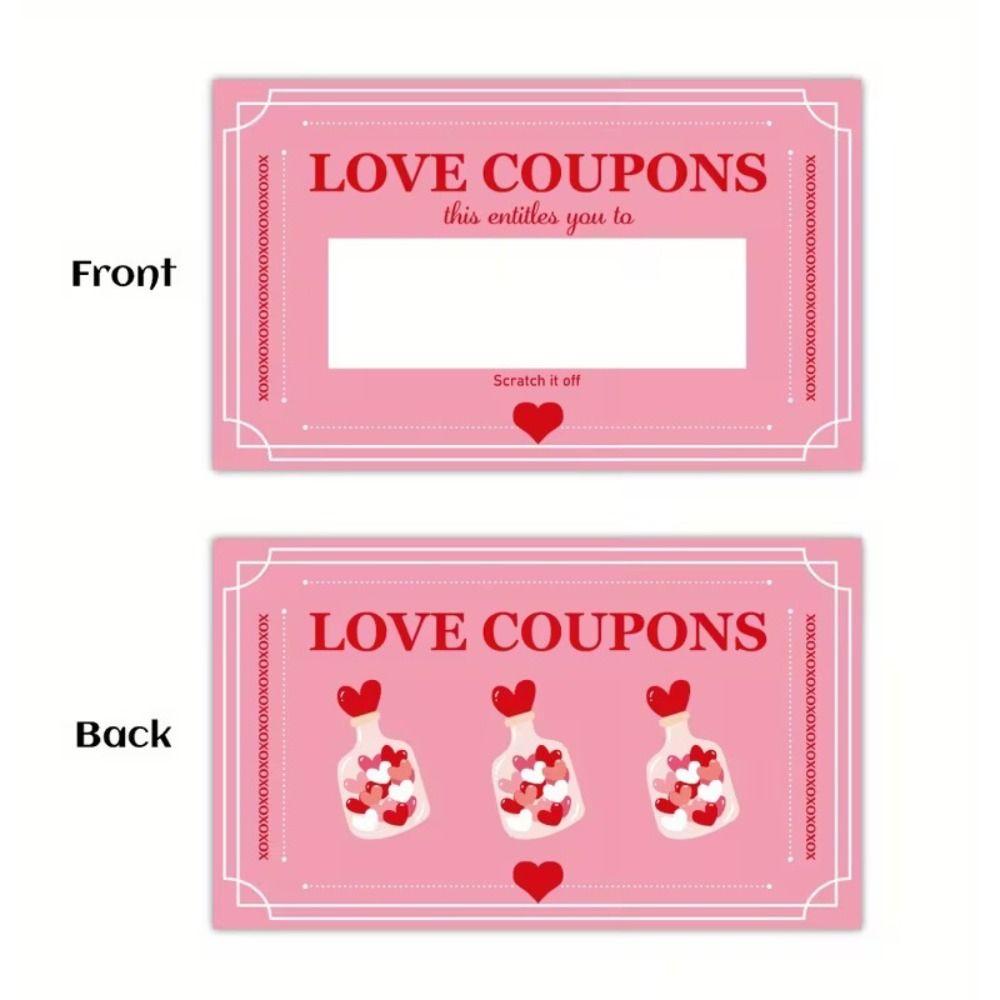 30PCS Pink Valentine's Day Scratch Cards DIY Couple Interactions Lucky Scratch Cards Surprise Gifts Romantic Reward Tickets