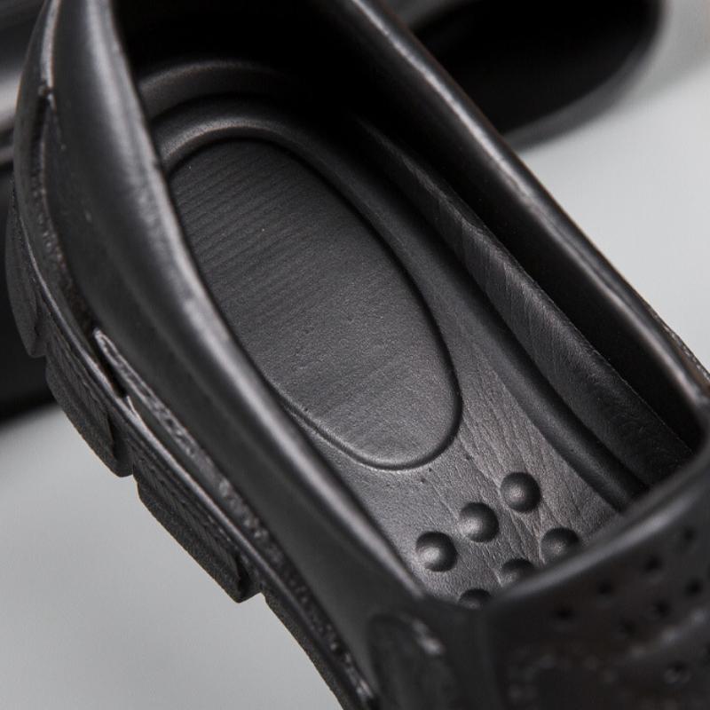 Mode Leder Herren Freizeitschuhe Rutschfeste EVA Kochschuhe Herren Wasserdichte Slipper Komfort Weichsohlige Herren Fahrschuhe Übergröße