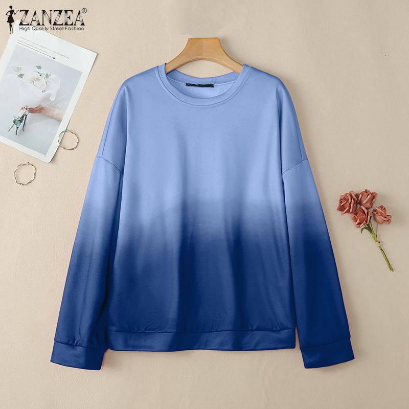 ZANZEA Women Casual Round Neck Gradient Print Long Sleeve Autumn Blouse