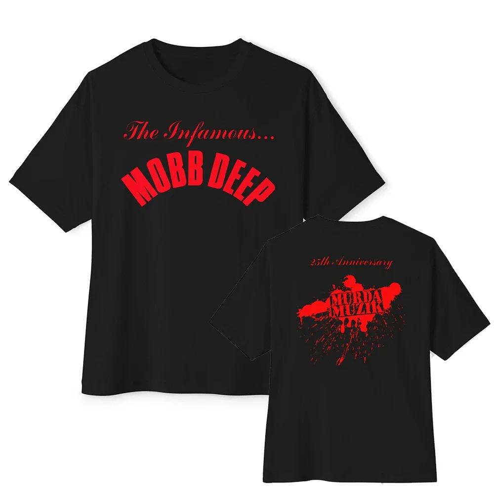 Pánské značkové módní tričko Letní trička Mobb Deep Pánské Infamous na červeném tričku Červené Unisex s krátkým rukávem Pánské ležérní tričko