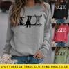Women's Alpaca Print Round Neck Hoodie - Cute Casual Pullover for Autumn & Winter
