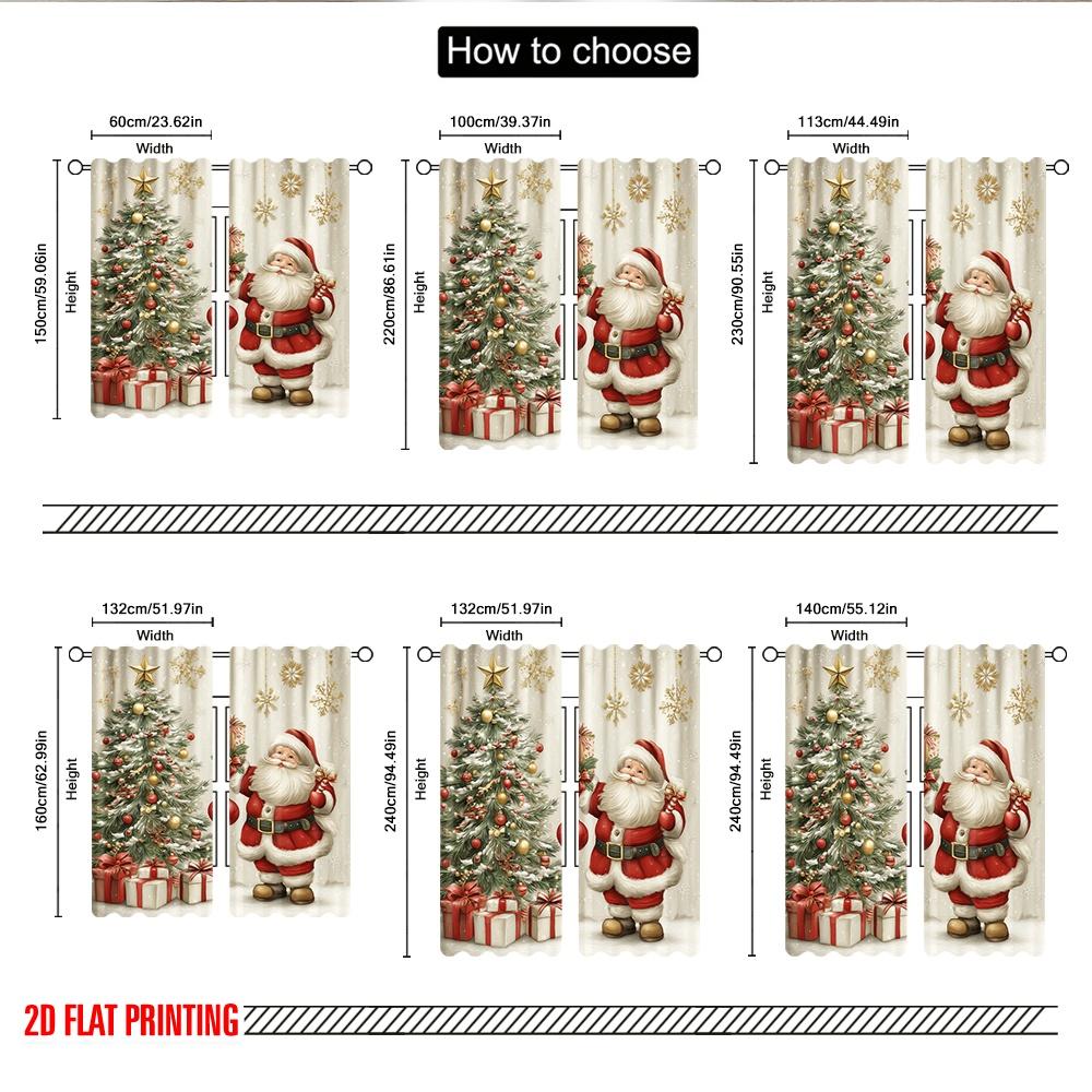 2pcs 2D flat printing Fashionable Christmas Curtains Christmas Santa Claus Gifts Snowflakes Digital Printed Polyester Drapes