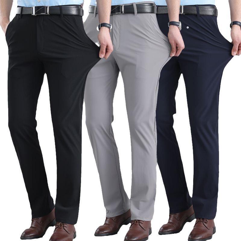 Calças masculinas elásticas pretas casuais de negócios