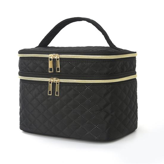Travel Makeup Case Double Layer Makeup Bag with Handle And Multiple Compartments Cosmetic Organizer Case Portable Toiletry Bag for Women Business Trip