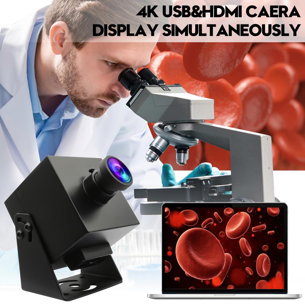 ELP 4K HDMI USB-kamera Vidvinkel PC-kamera för datorskärm Samtidig utgång Mini UVC-webbkamera 2x digital zoom 8MP USB-säkerhetskamera Grader