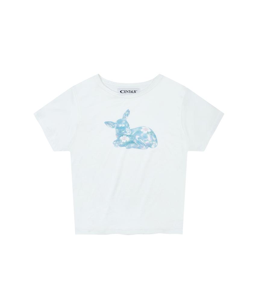 CENTAUR.KR Bambi Half Sleeve Crop T-Shirt_White
