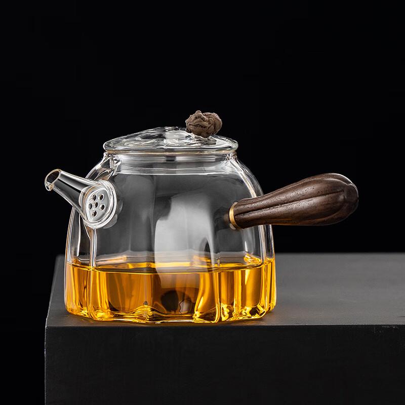 Diller Heat-Resistant Glass Teapot with Pixiu Side Handle