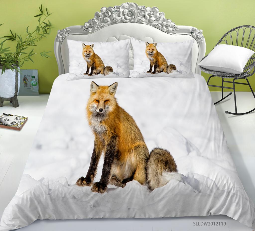 Quilt Cover, Pillowcase Two Or Three-Piece Set, Polyester Fox 3D Digital Printing