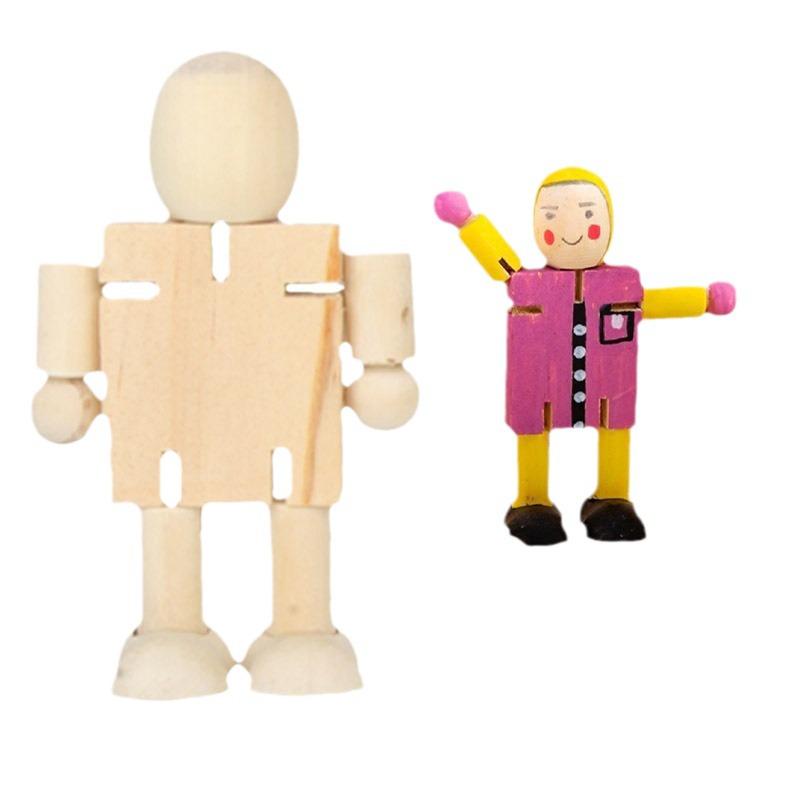 Wooden DIY Jointed Puppet: Kids' Painting Graffiti Robot Toy