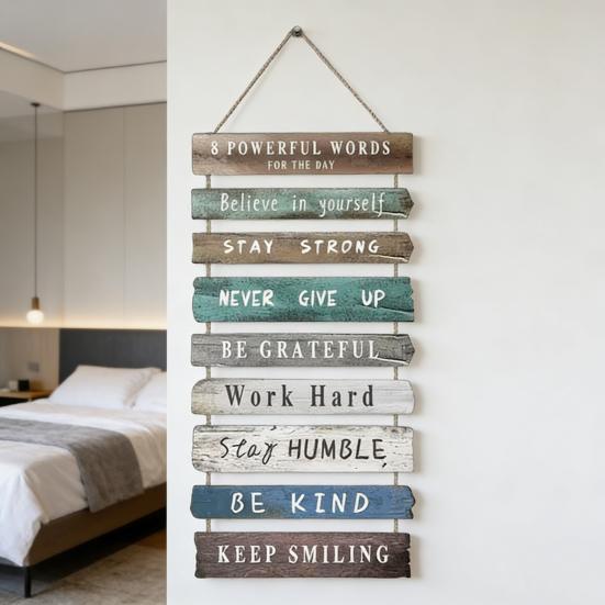 Inspirational Wall Art Decor Rustic Wall Hanging Plaque Farmhouse Wooden Door Sign Inspiring Positive Quotes Wall Decor for Office Bedroom Living Room